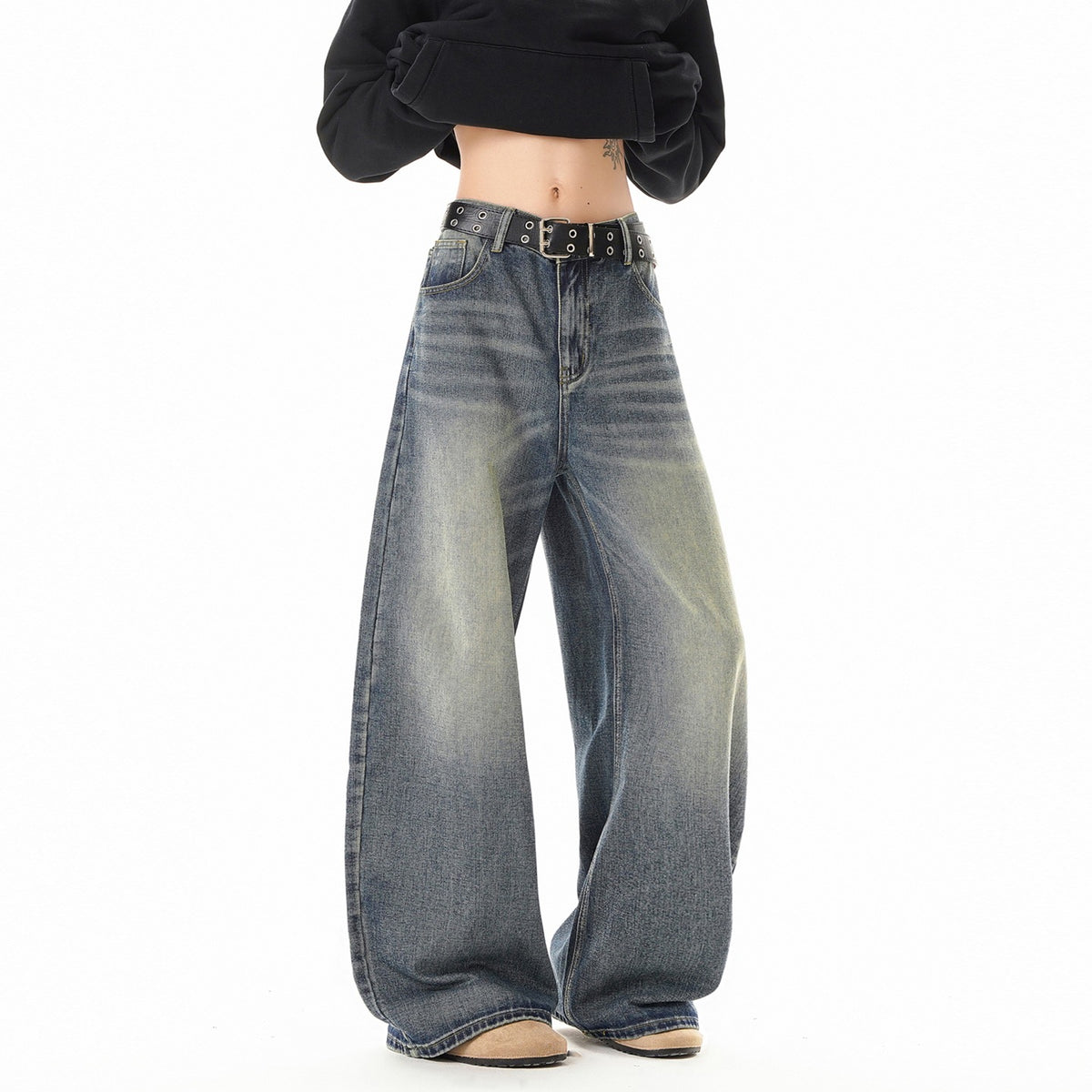 Knife-Edge Denim Pants Men