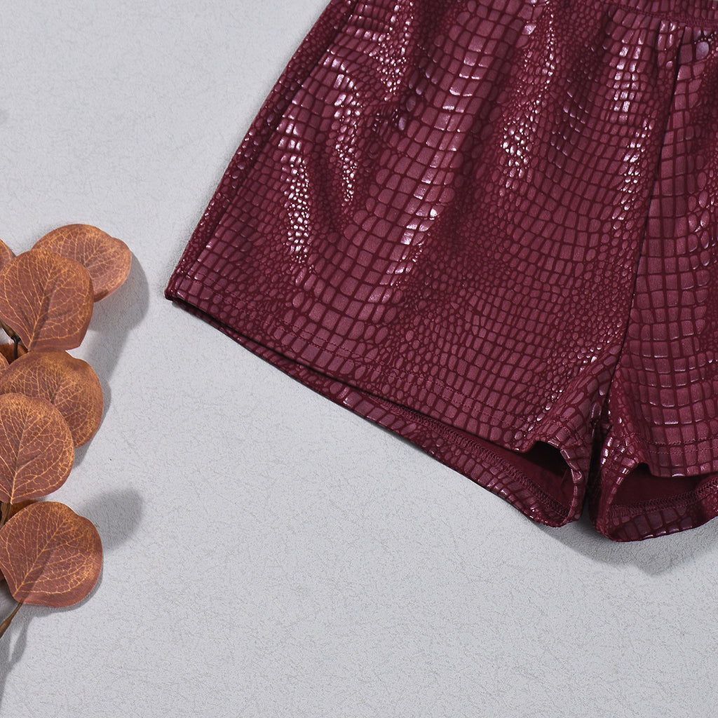 Low waist leather shorts