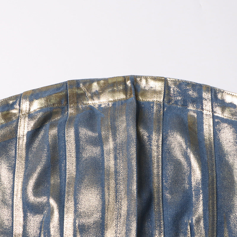 Denim short top for women
