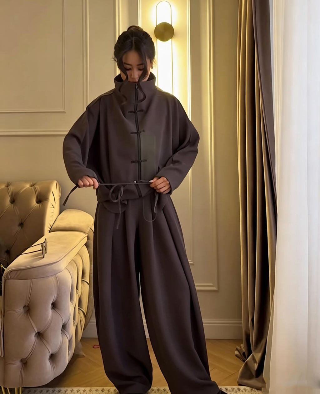 Long sleeved cardigan set for women