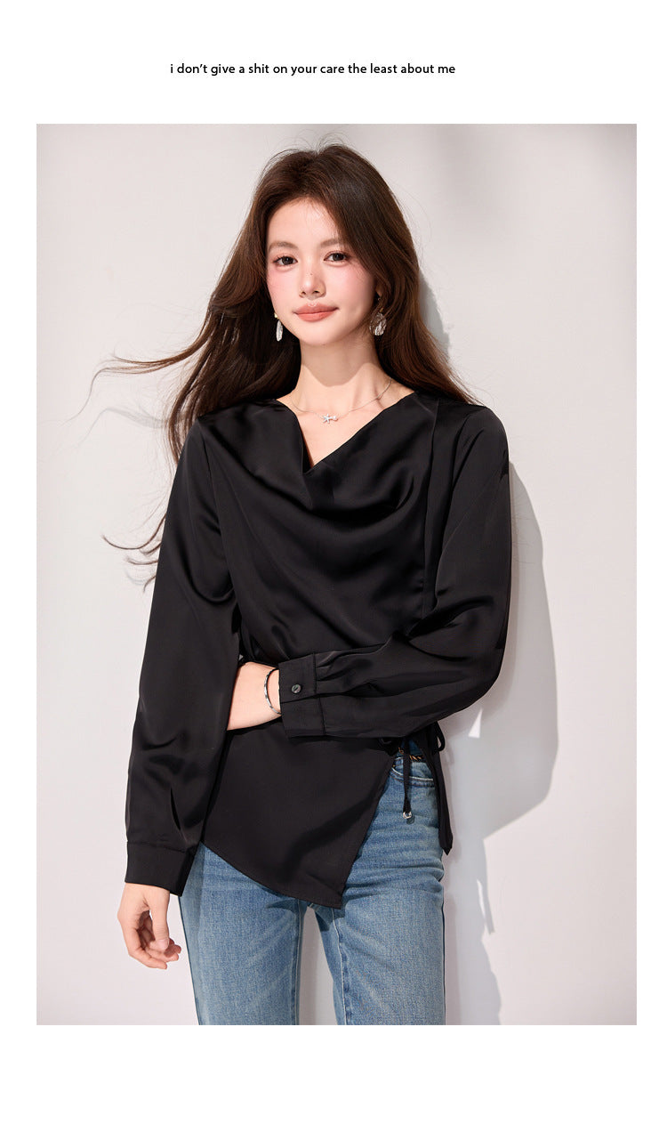 Ruffle Neck Chiffon Blouse
