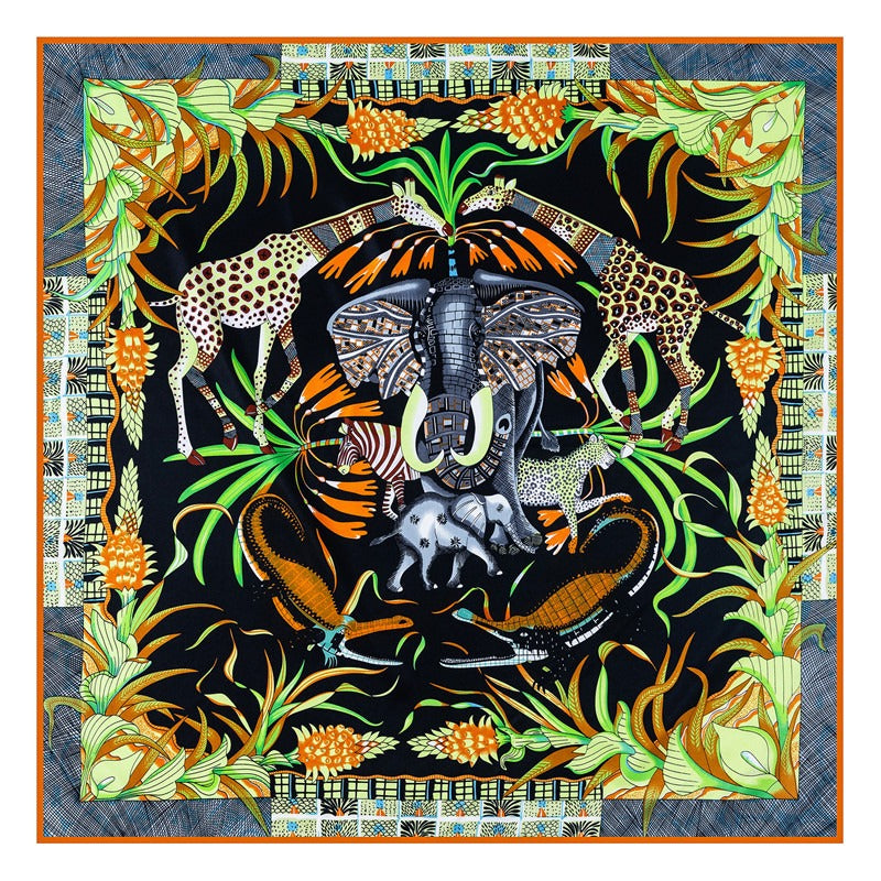 Twill silk square scarf