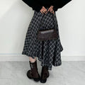 Irregular plaid skirt with half length