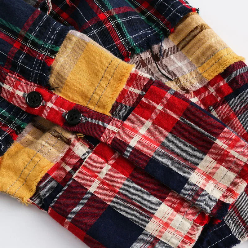 Broken Patchwork Plaid Shirts