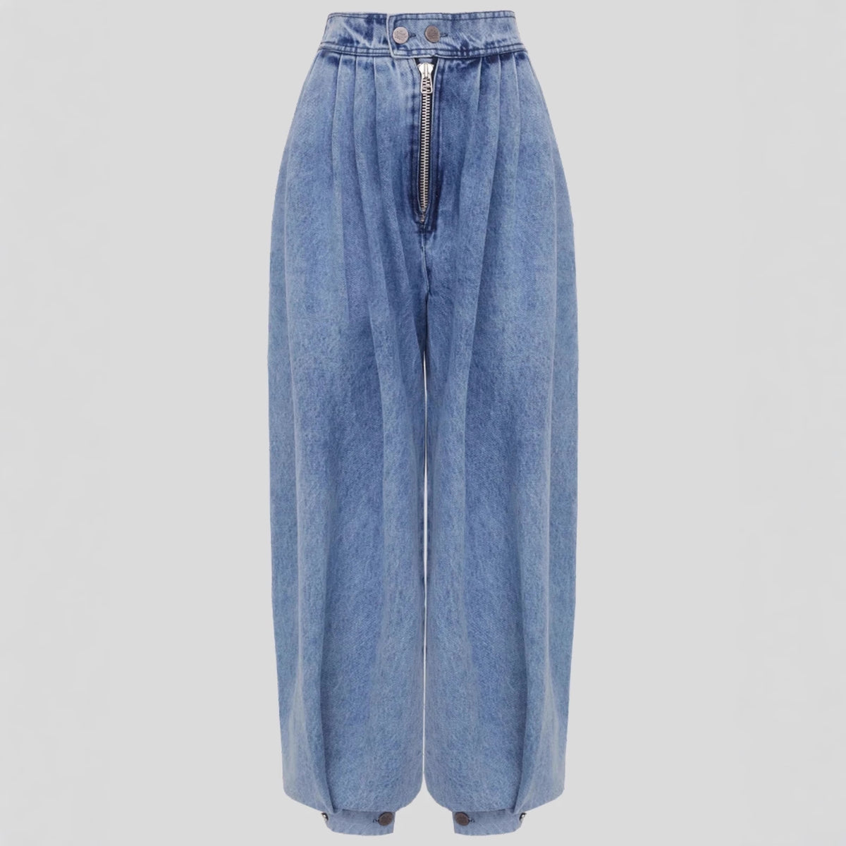 High waisted zipper leg tied jeans