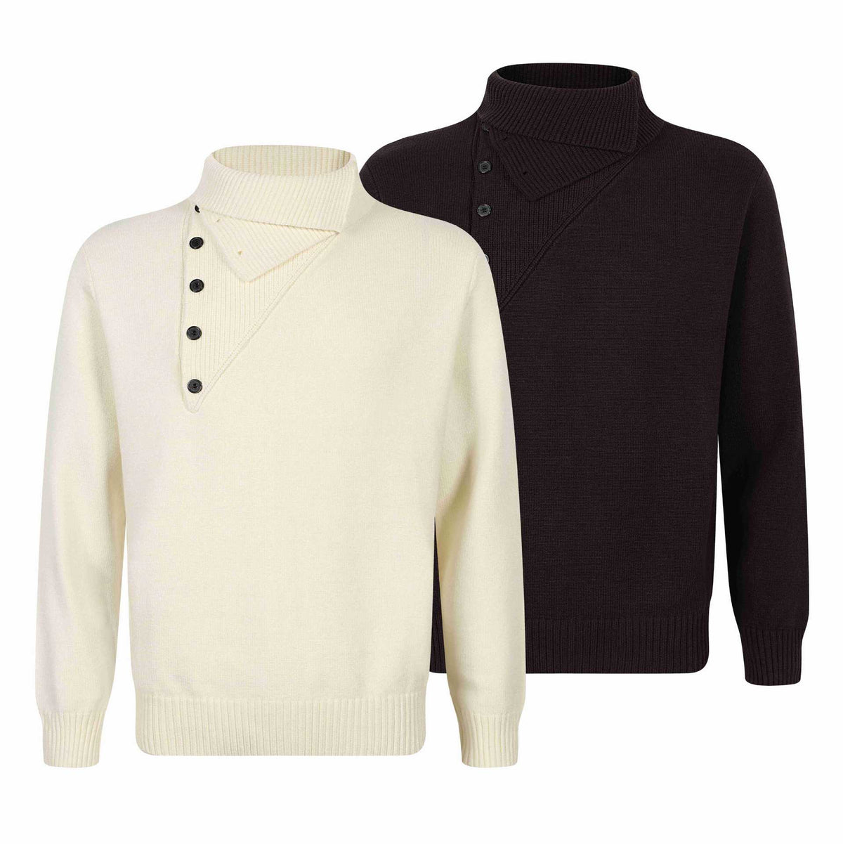 Double-Layered High Neck Long Sleeve Knitwear