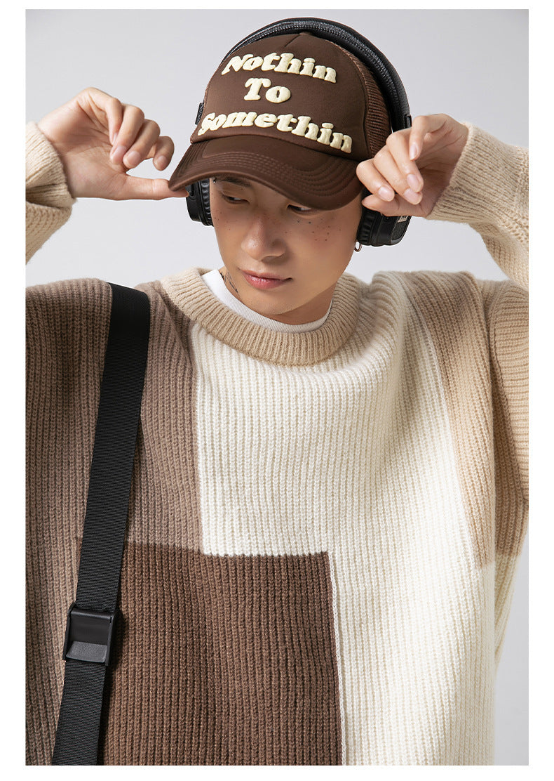 Color block splicing sweater for men