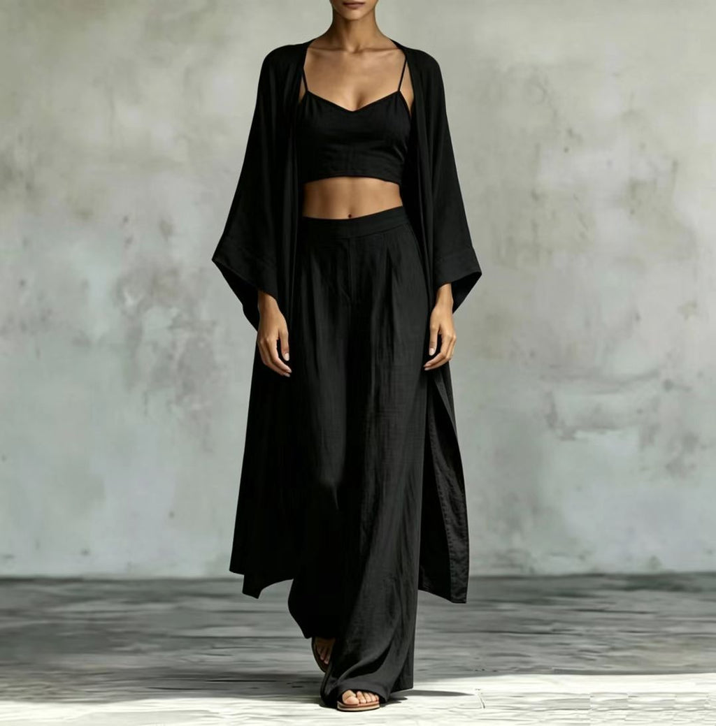 High waist wide leg pants set
