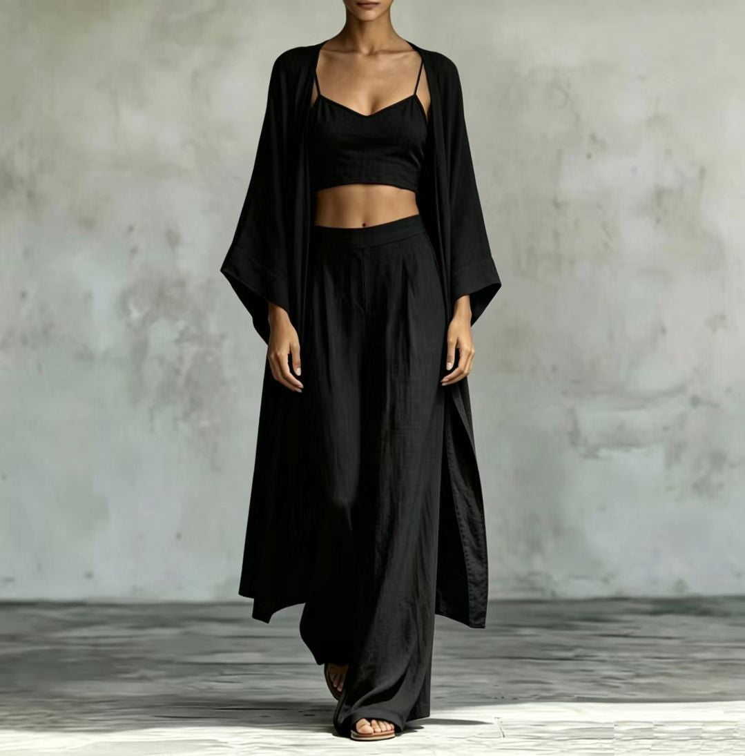 High waist wide leg pants set