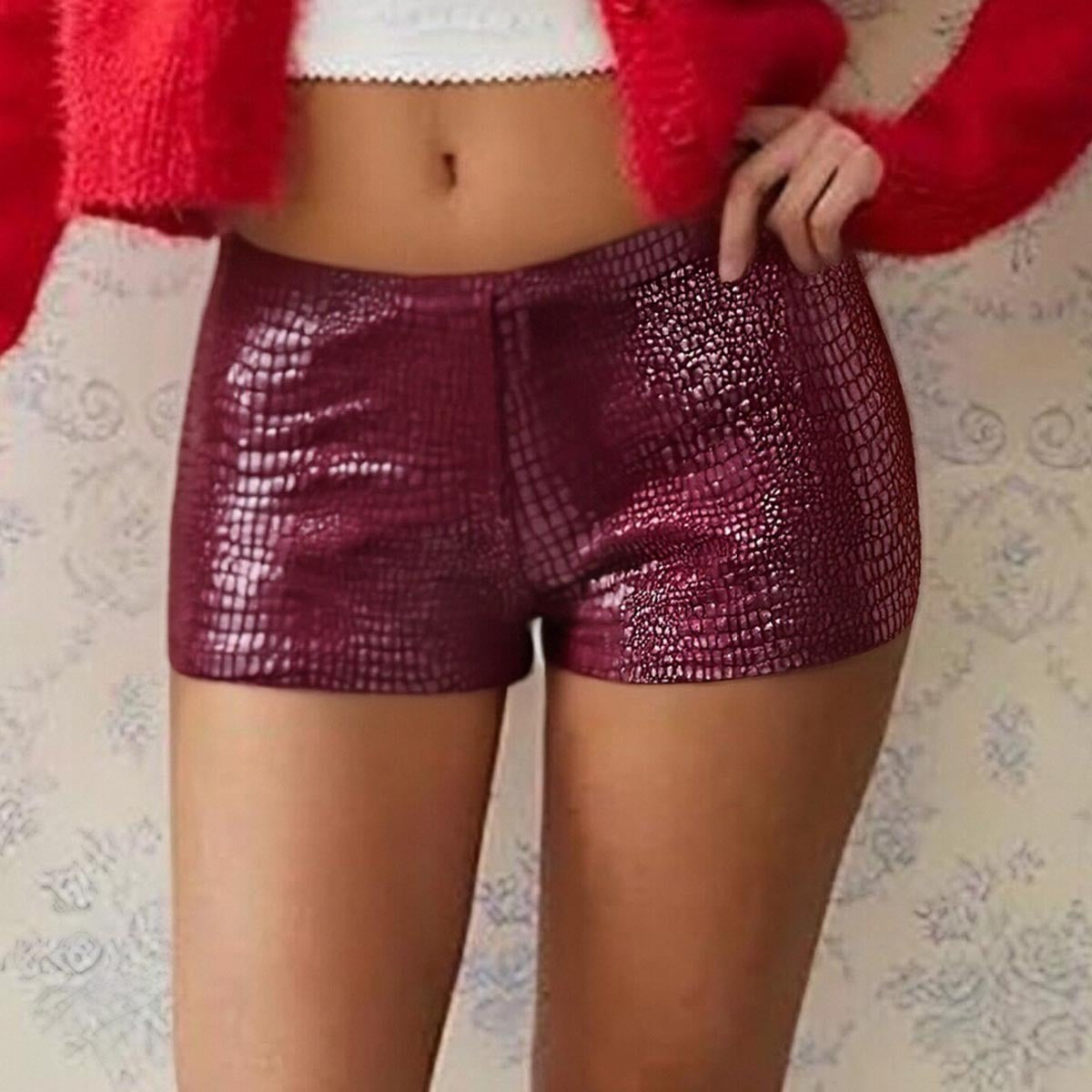 Low waist leather shorts