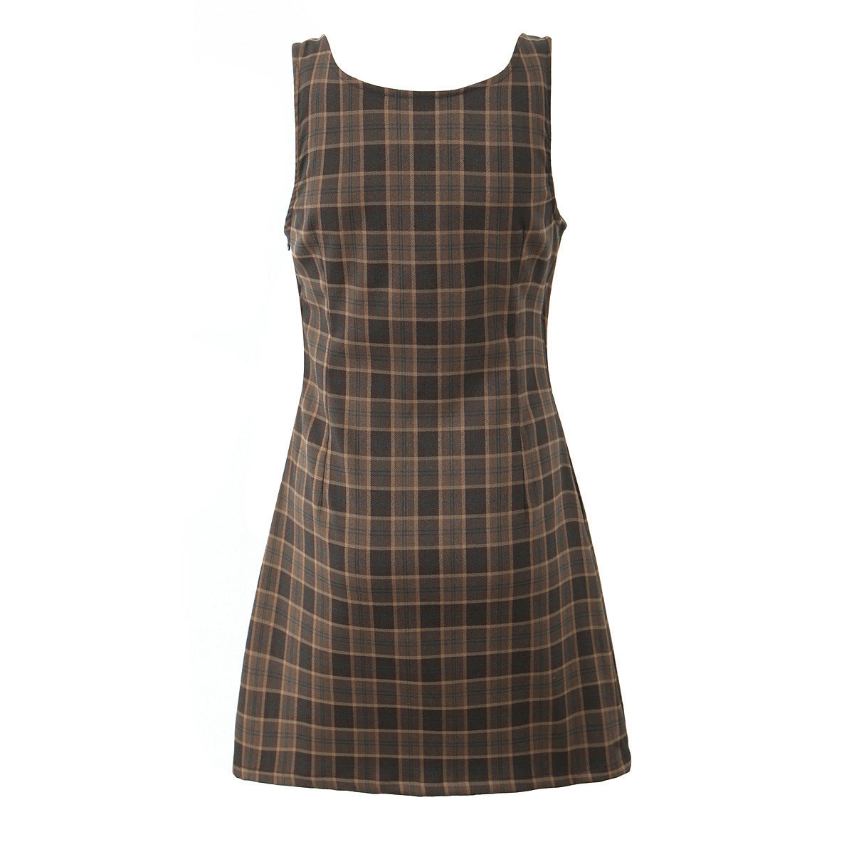 Checkered printed vest dress