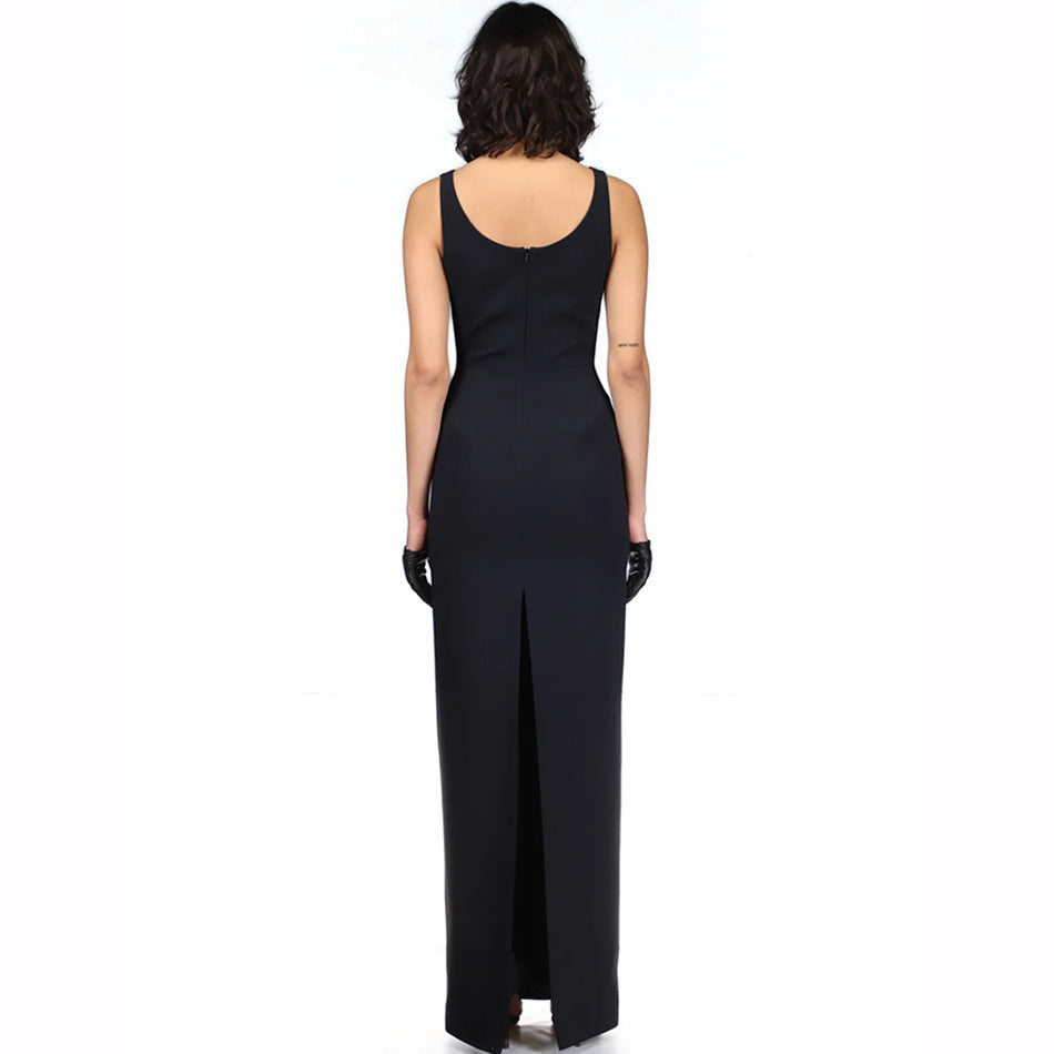 Womens Black Sleeveless Sling Dress