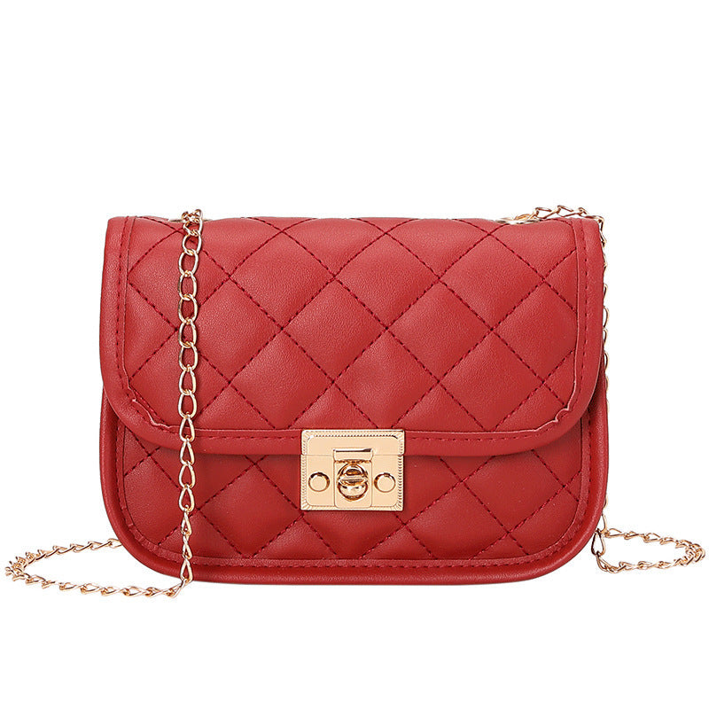 Embroidered diamond grid women's bag