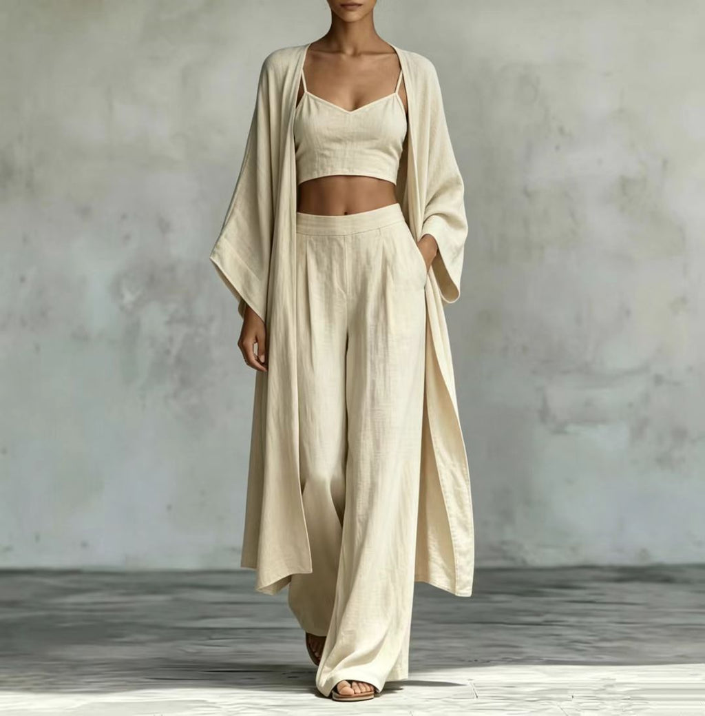High waist wide leg pants set