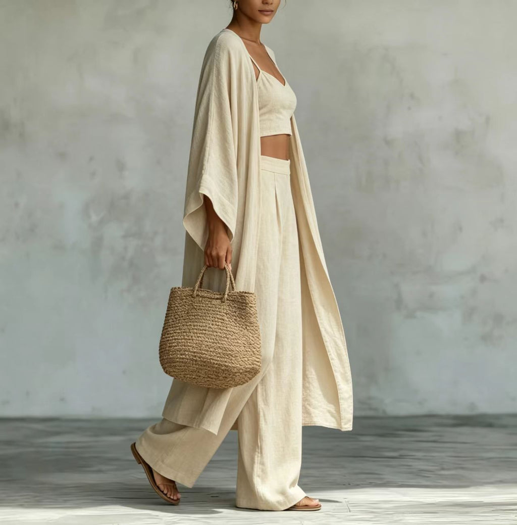 High waist wide leg pants set