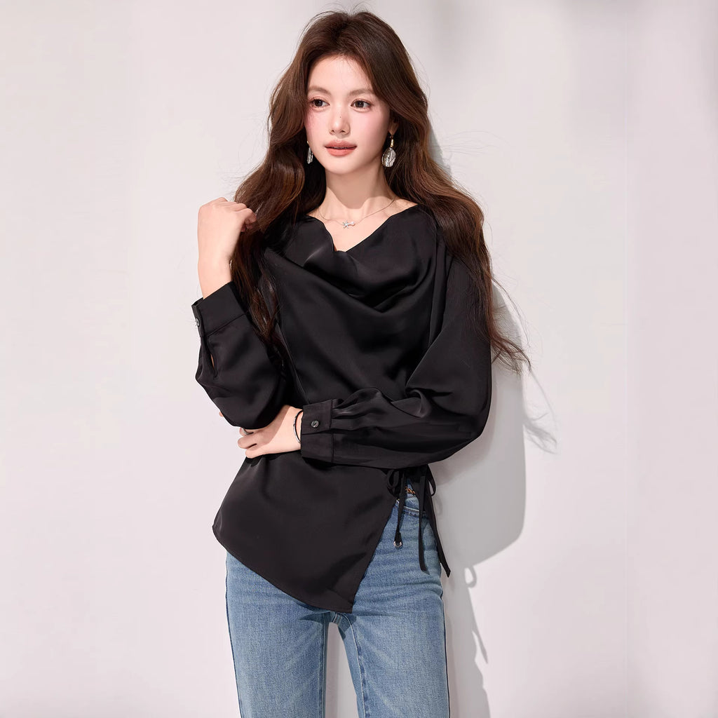 Ruffle Neck Chiffon Blouse