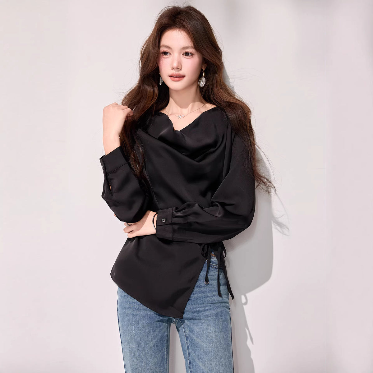 Ruffle Neck Chiffon Blouse