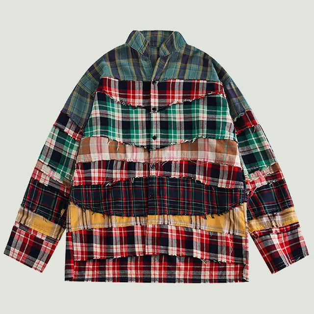 Broken Patchwork Plaid Shirts