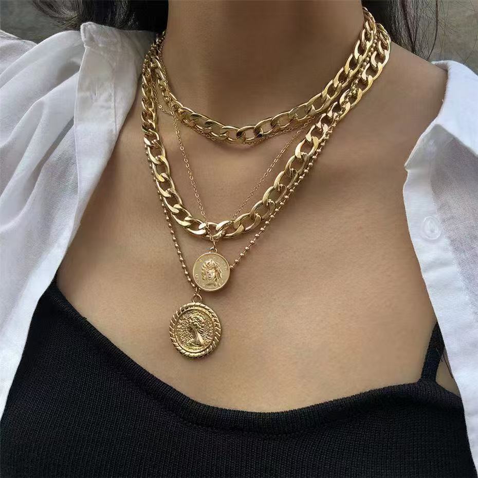 Alloy layered necklace