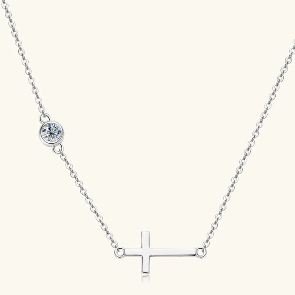Cross 925 Sterling Silver Moissanite Necklace