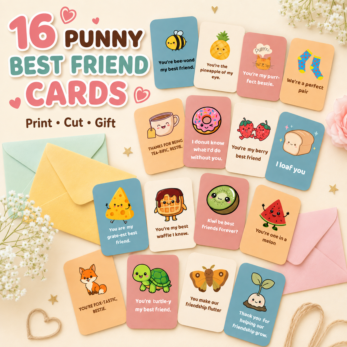 Bundle funny pun cards and birthday greeting cards