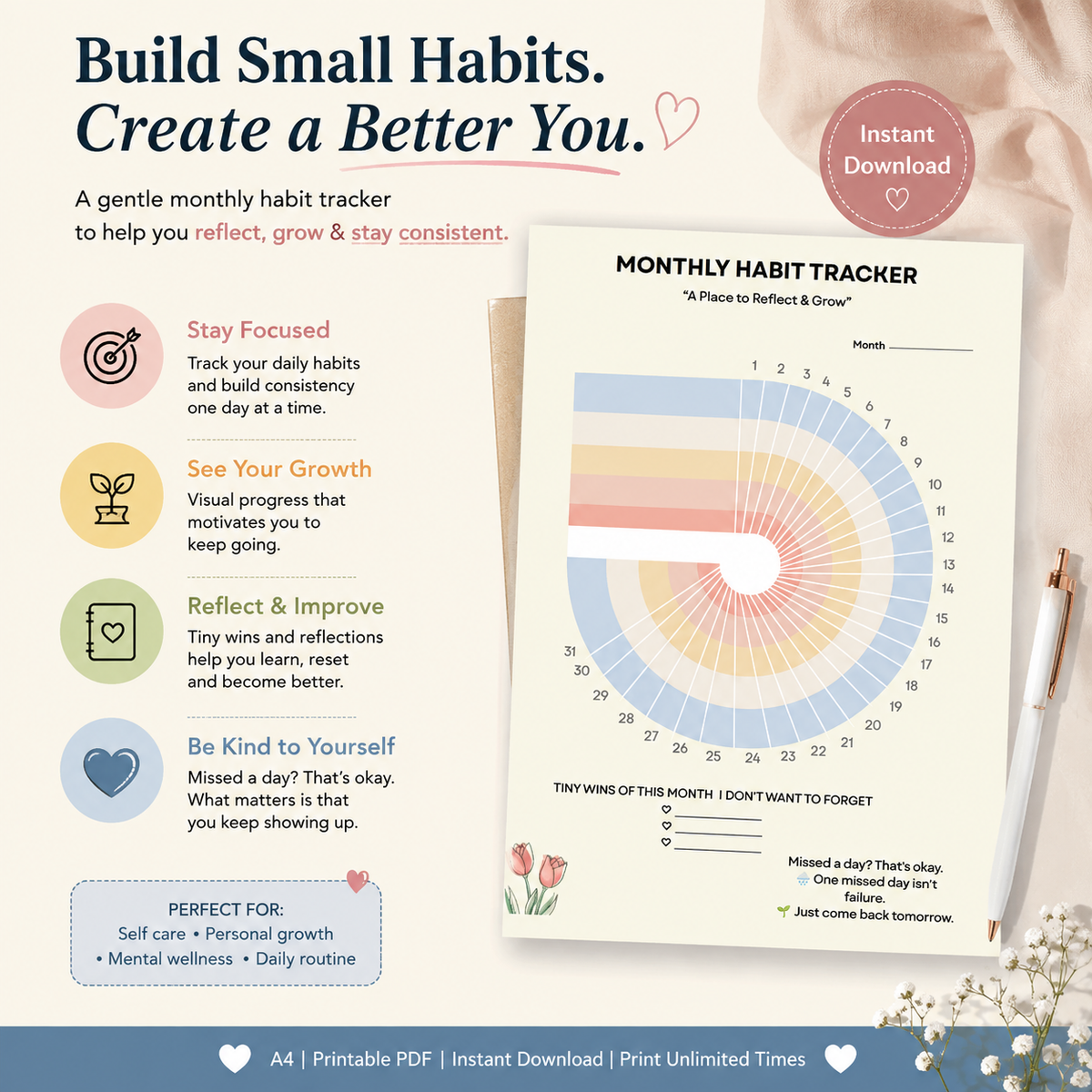 Monthly habit tracker daily routine goal setting