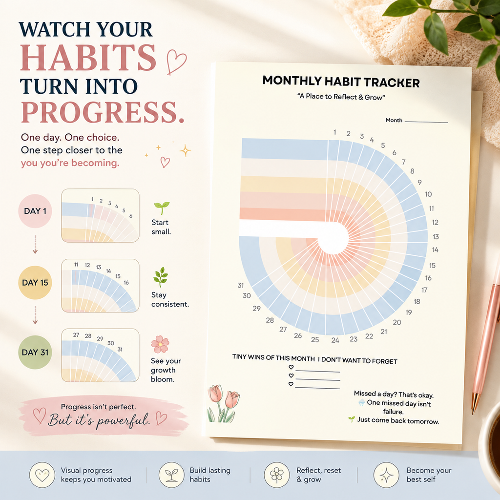 Monthly habit tracker daily routine goal setting