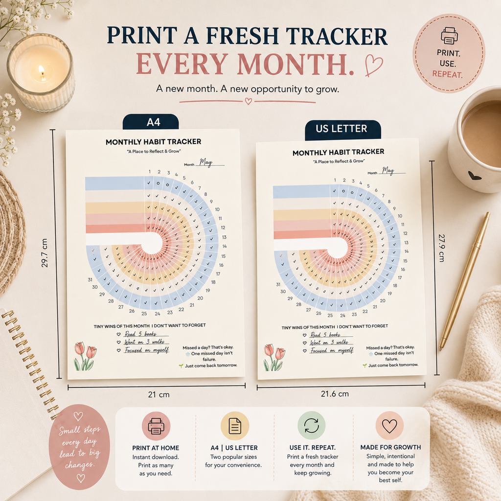 Monthly habit tracker daily routine goal setting