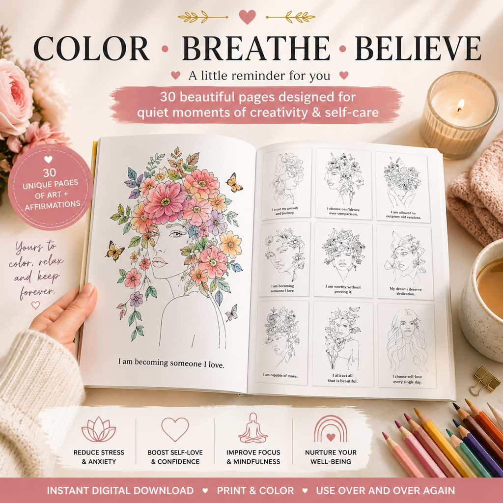 bundle affirmation cards and colouring book for women