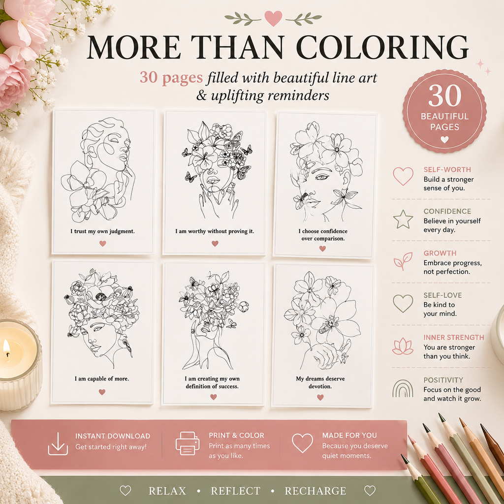bundle affirmation cards and colouring book for women