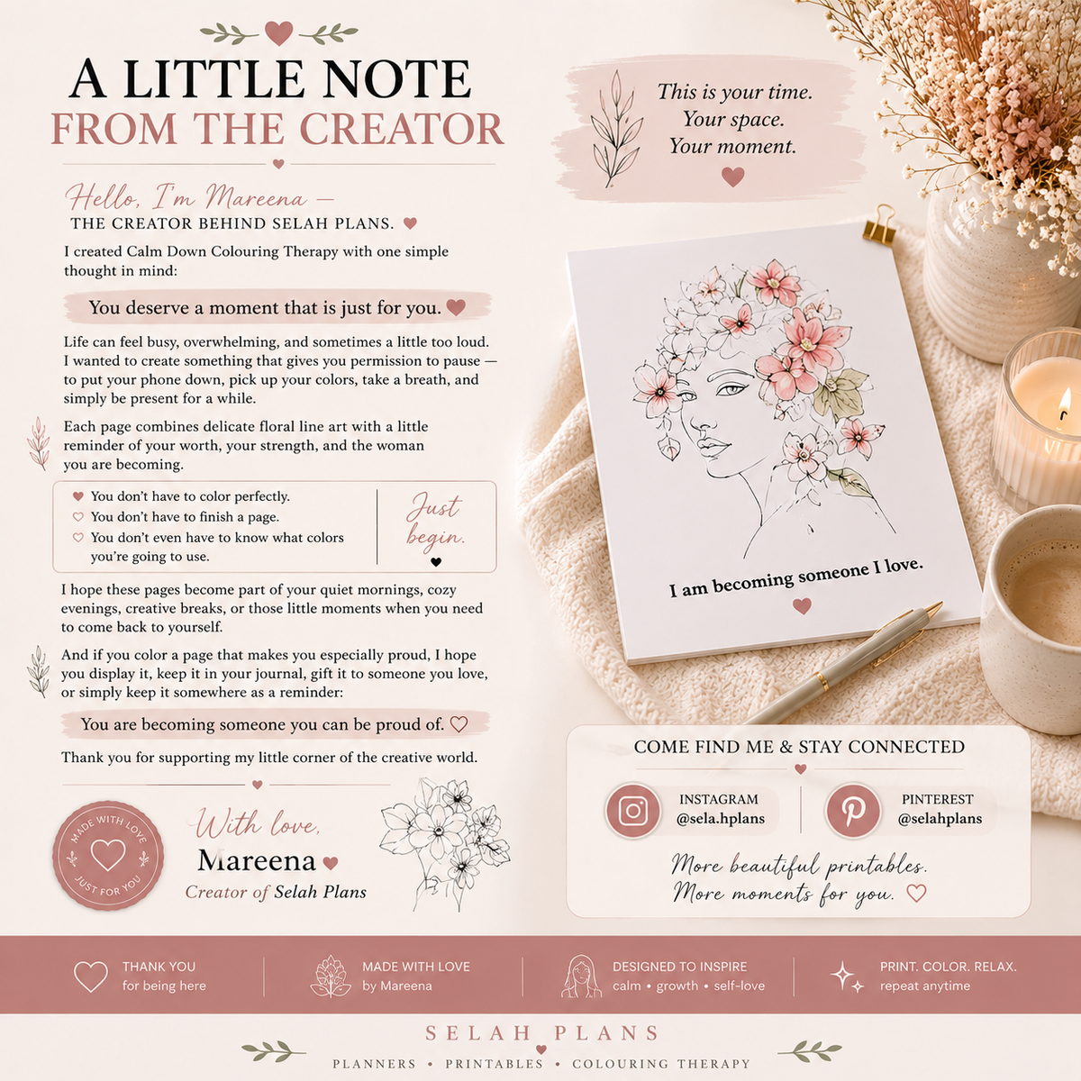 bundle affirmation cards and colouring book for women