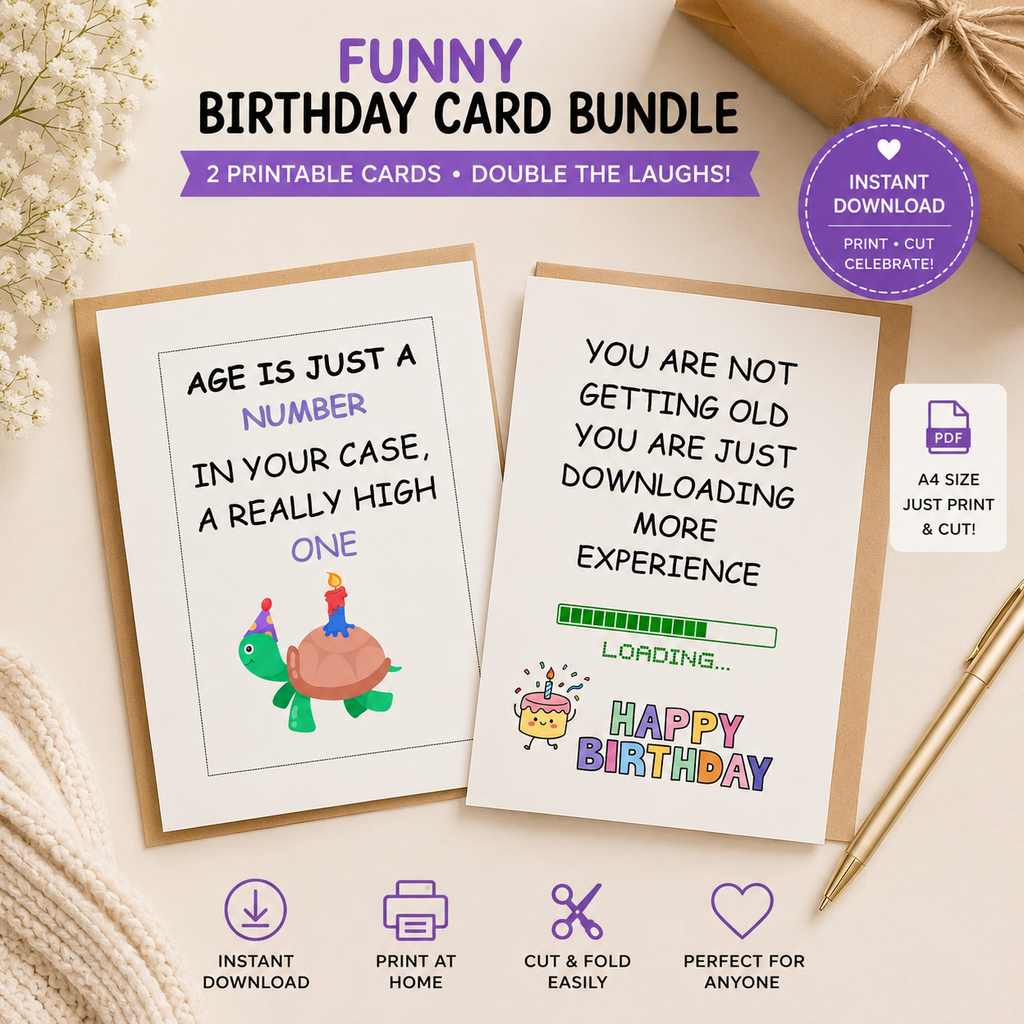 Bundle funny pun cards and birthday greeting cards