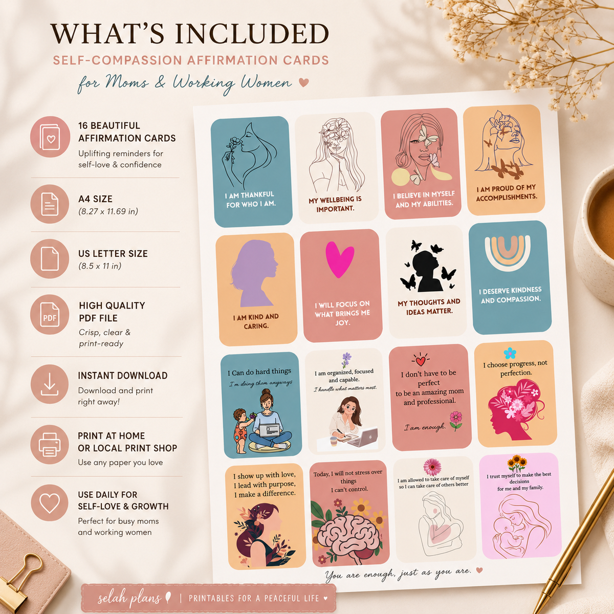 bundle affirmation cards and colouring book for women