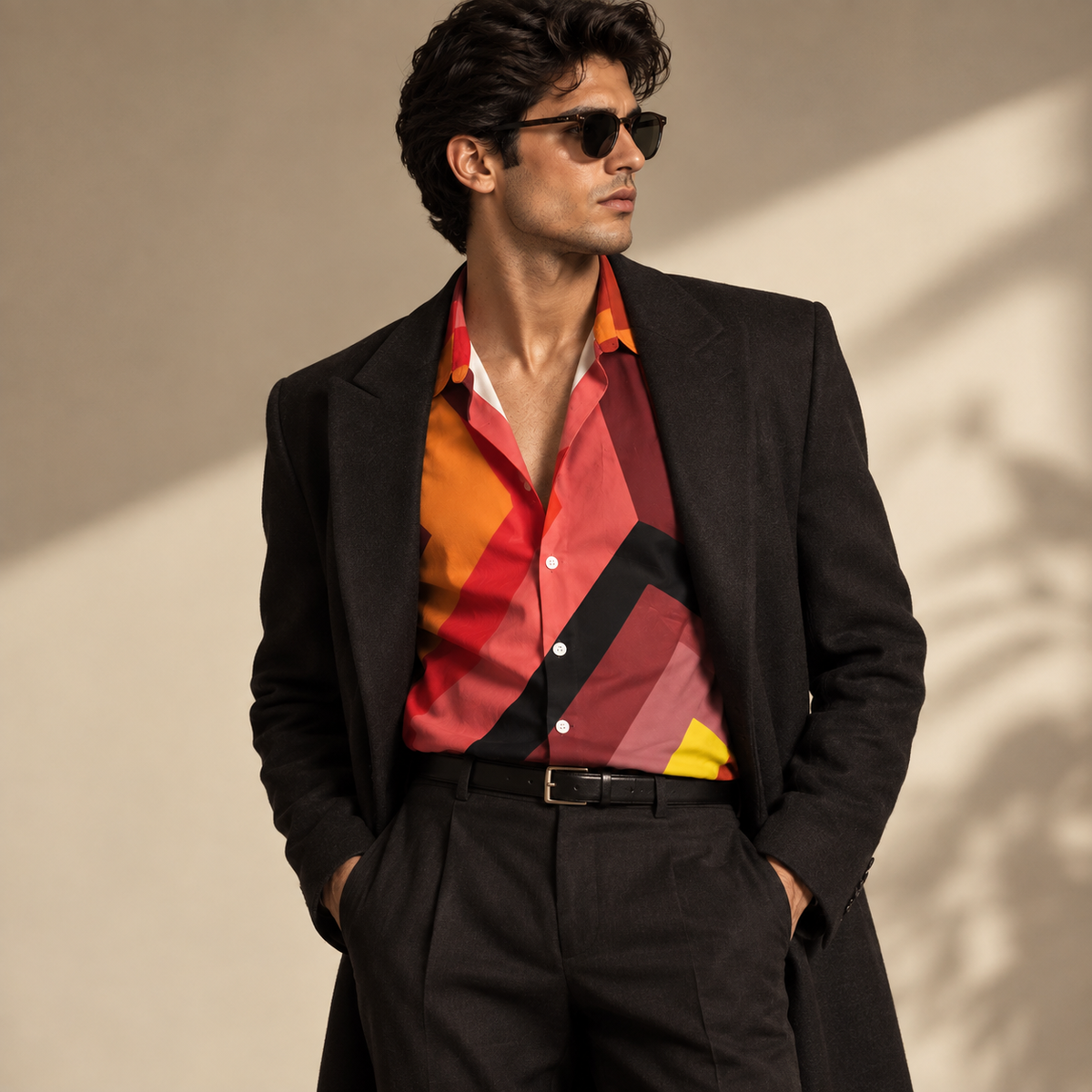 Retro Geometric Relaxed-Fit Shirt
