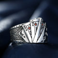 Silver Ring with Poker Pattern