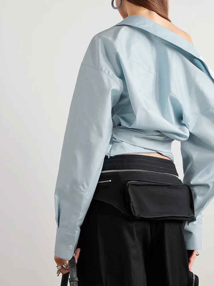 Long Sleeve Irregular Designer Blouses