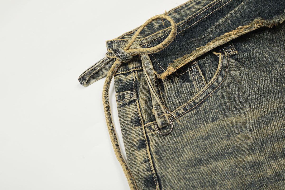 Vintage distressed irregular jeans