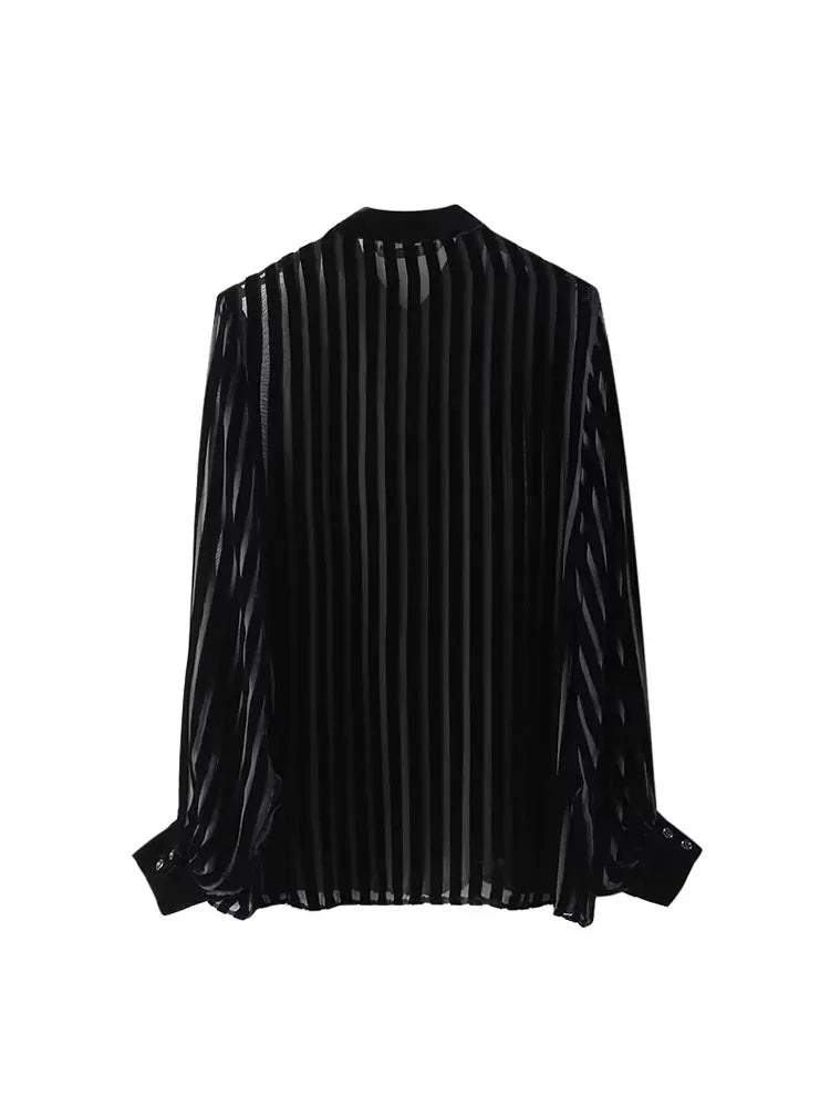 Black Striped Velvet Shirts