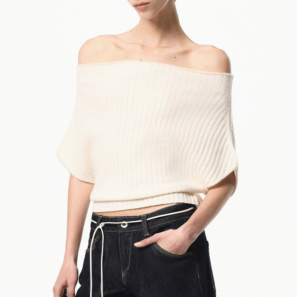 Ribbed Knit Short Sleeve Top
