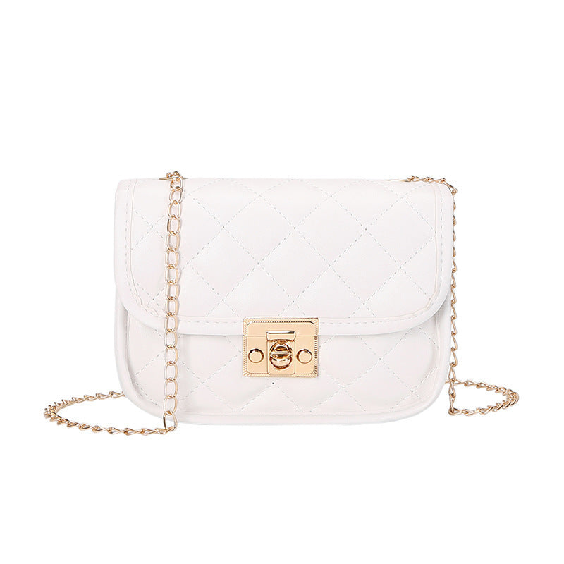 Embroidered diamond grid women's bag