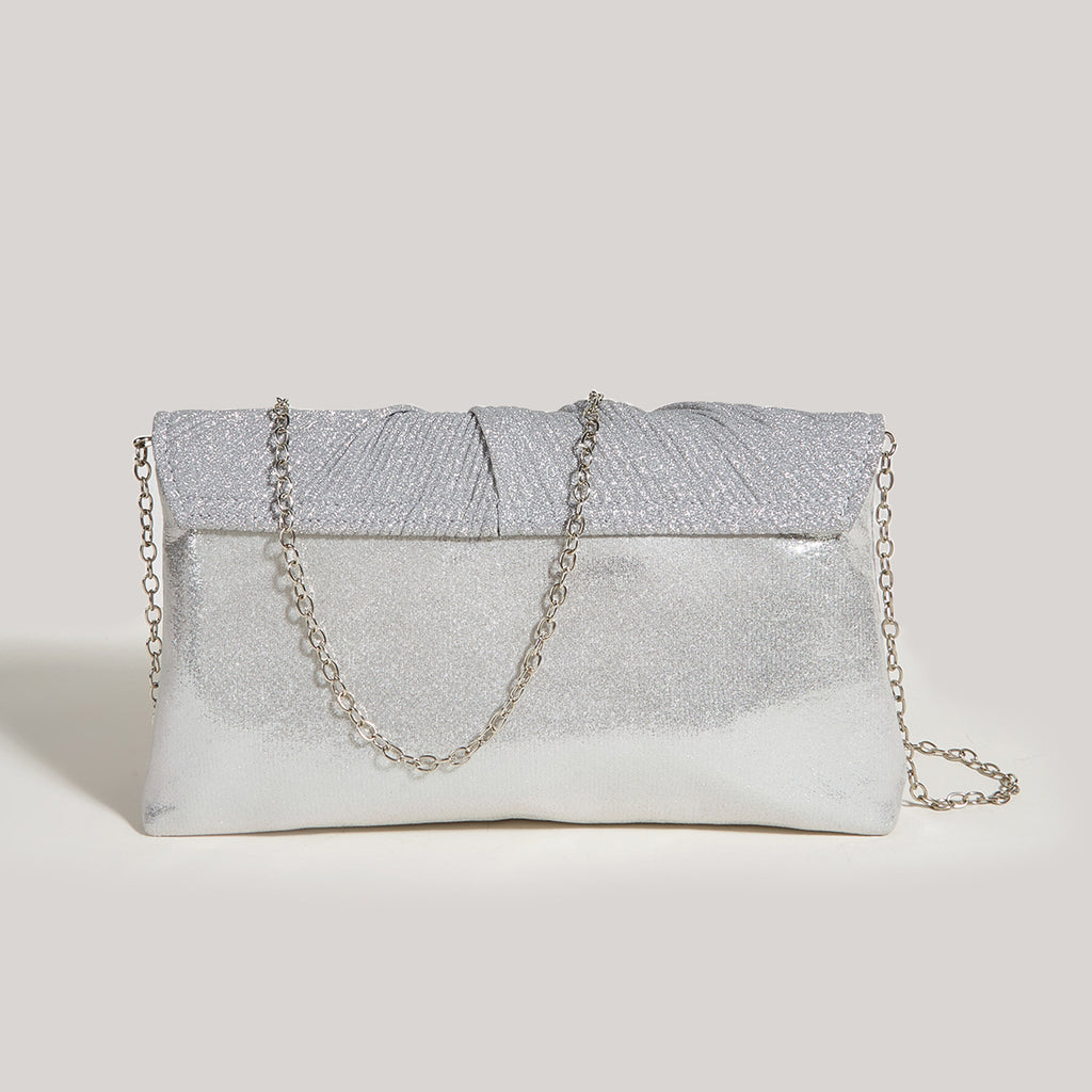 Pleated Shiny Clutch Bag