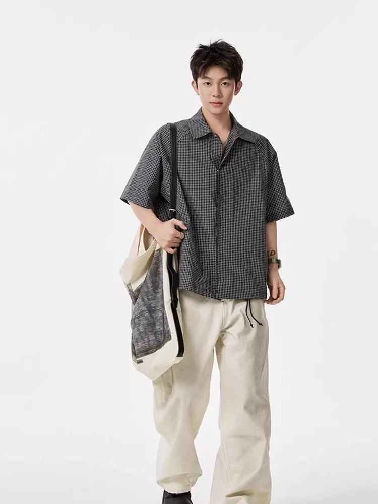 Checkered Short Sleeve Shirt for Men