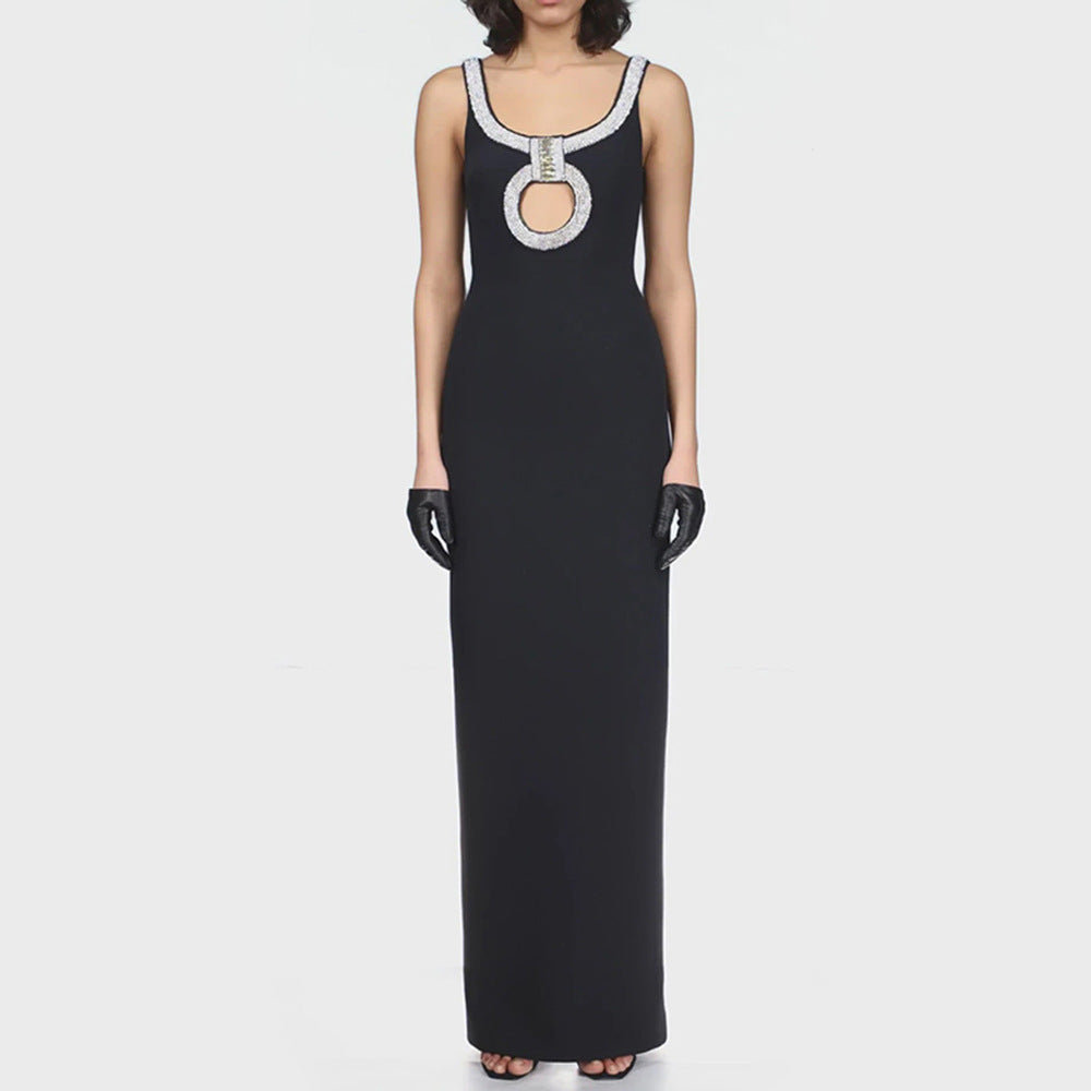Womens Black Sleeveless Sling Dress