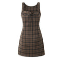 Checkered printed vest dress