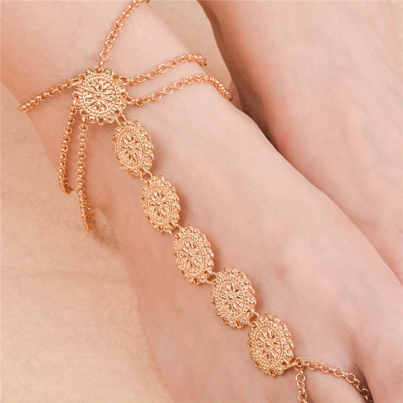 Carved Disc Beach Anklet
