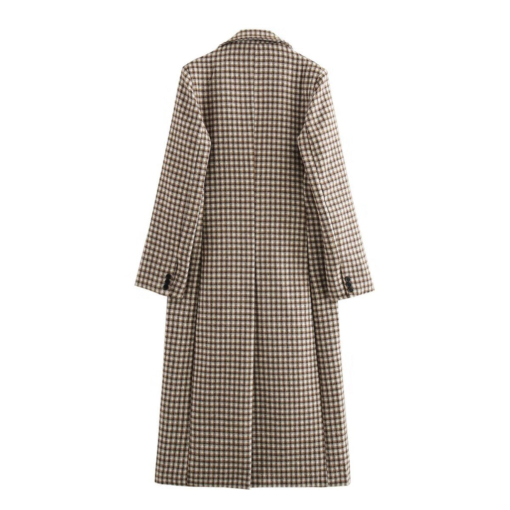 Plaid long coat jacket