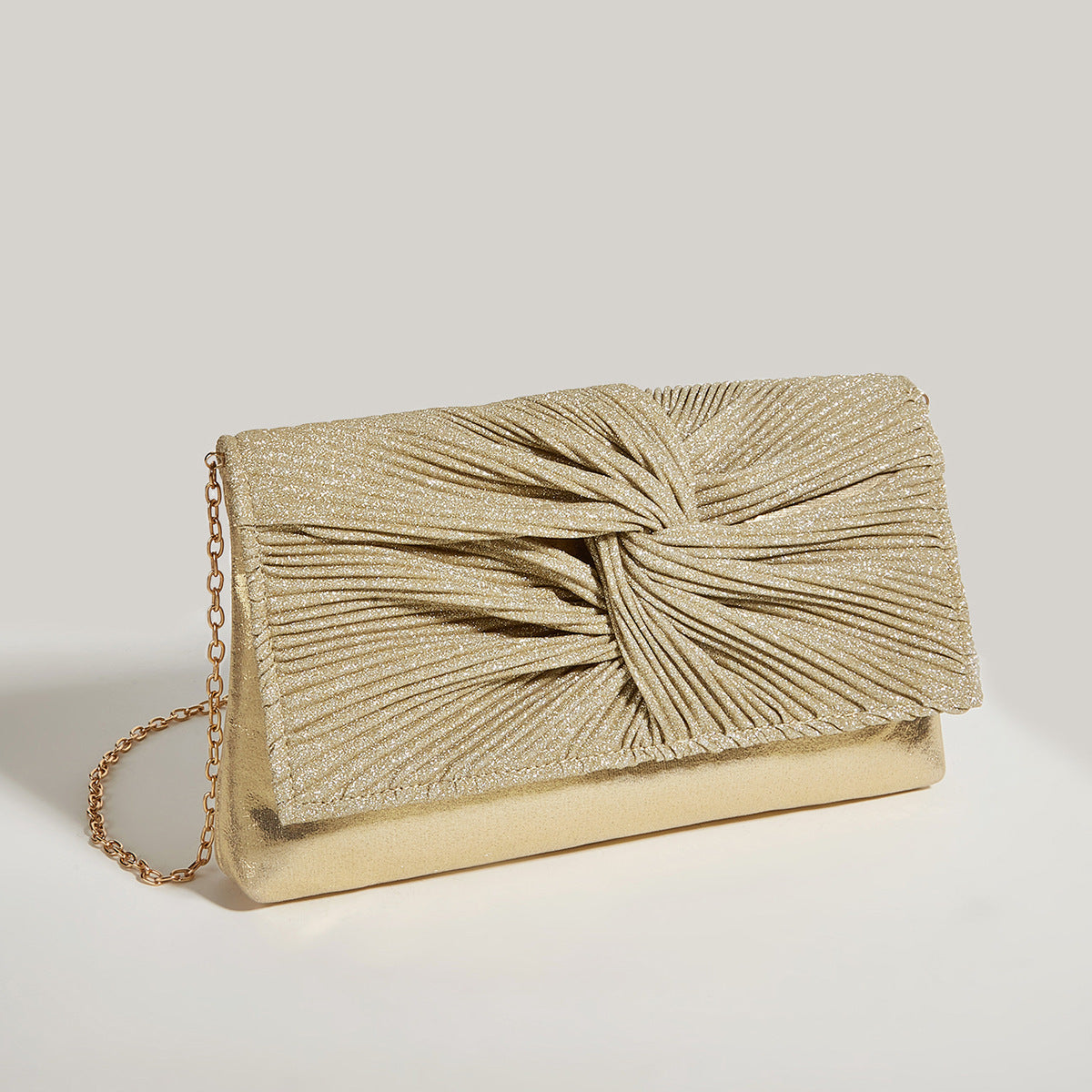 Pleated Shiny Clutch Bag