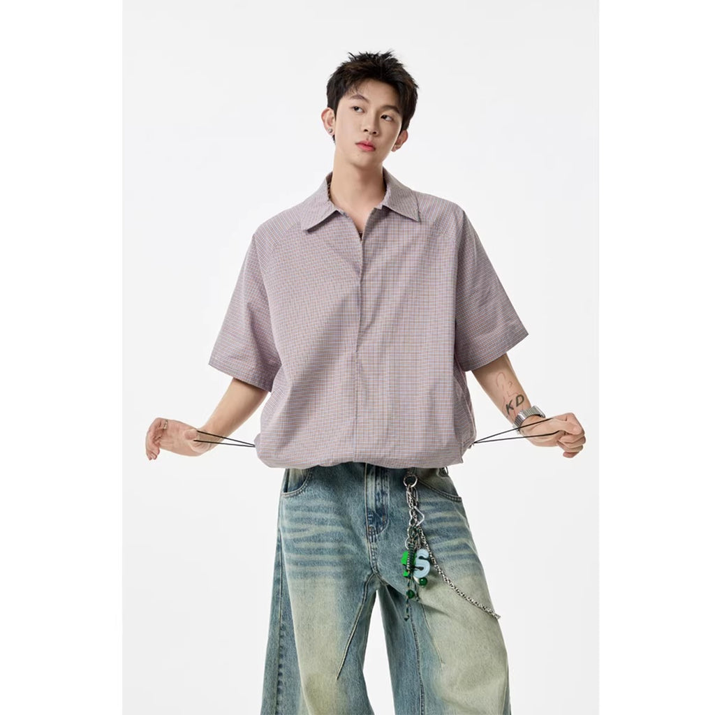 Checkered Short Sleeve Shirt for Men