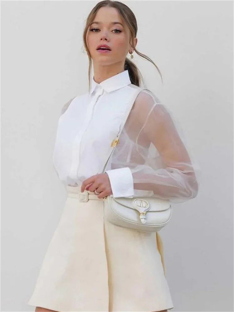 Long Sleeve High Waist Female Blouse