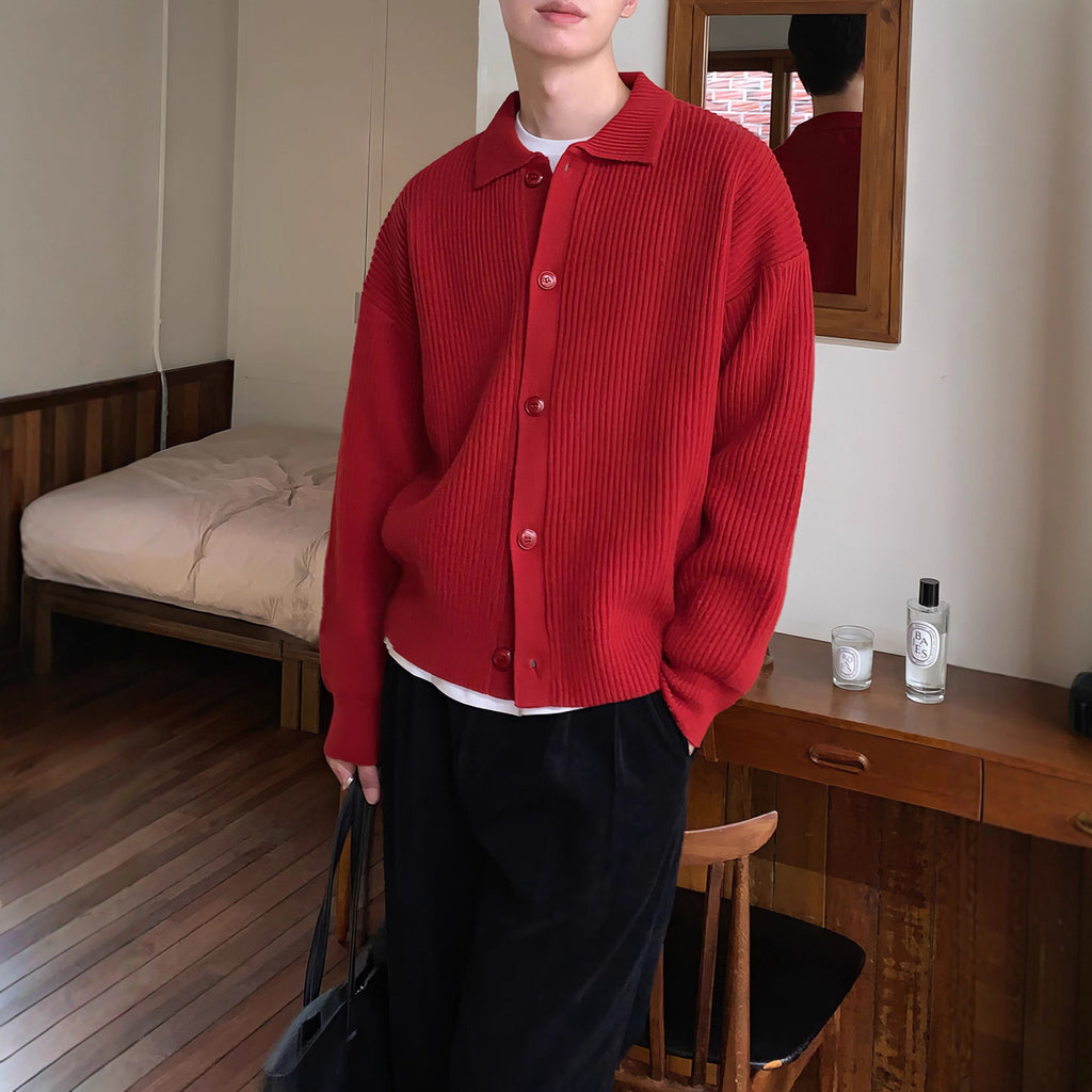Collar Knit Cardigan for Men